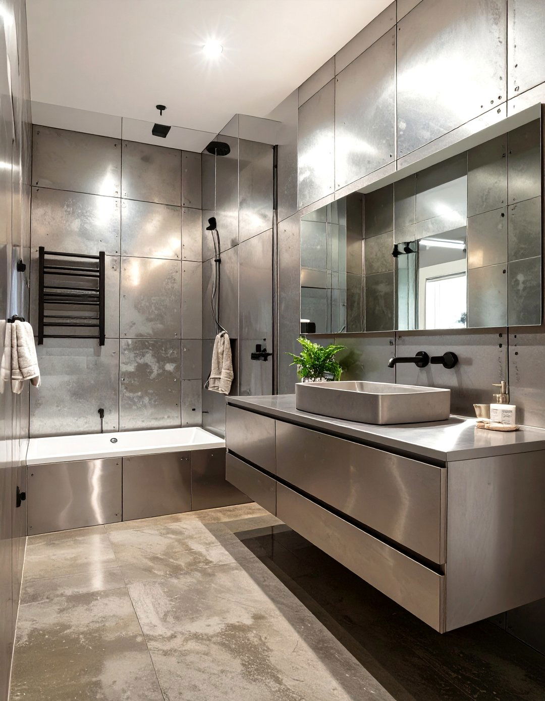 The All Metal Modern Industrial Bathroom - 30 industrial bathroom ideas