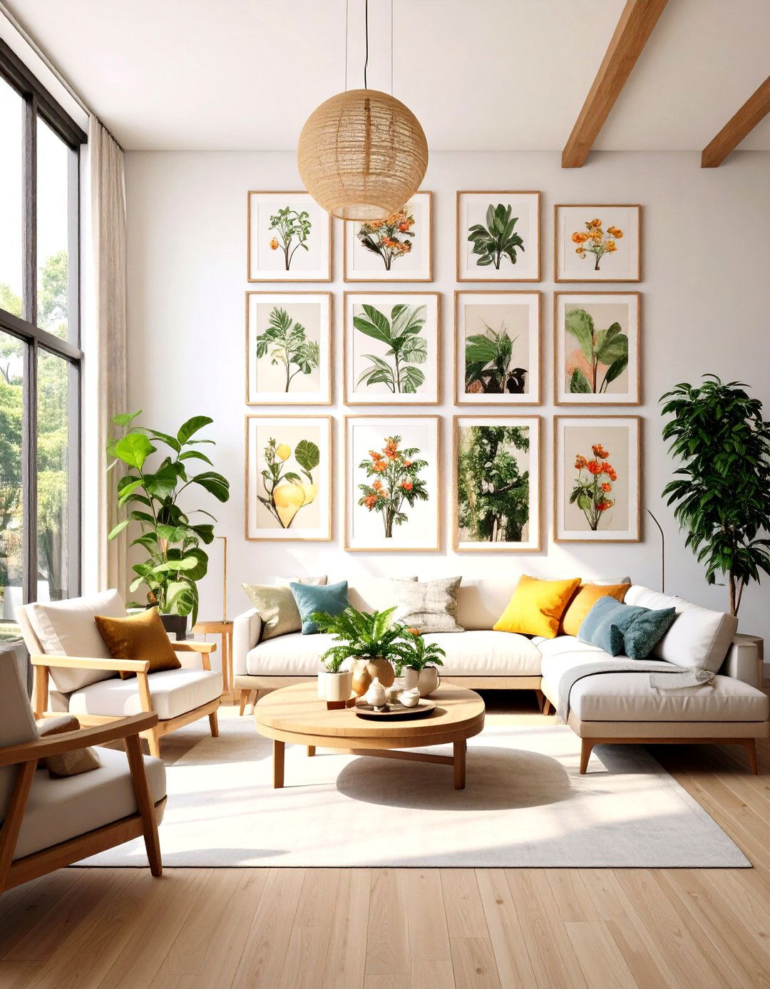 The All Vertical Orientation Gallery Wall - 30 living room gallery wall ideas
