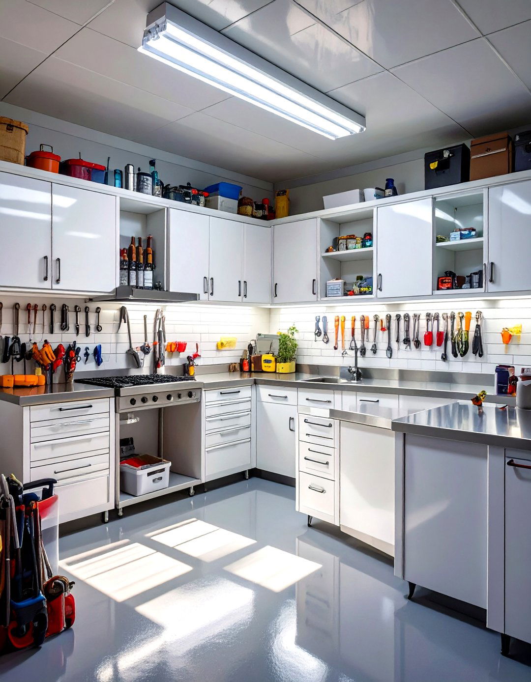 The All White Clean Laboratory Theme - 30 garage tool organization ideas