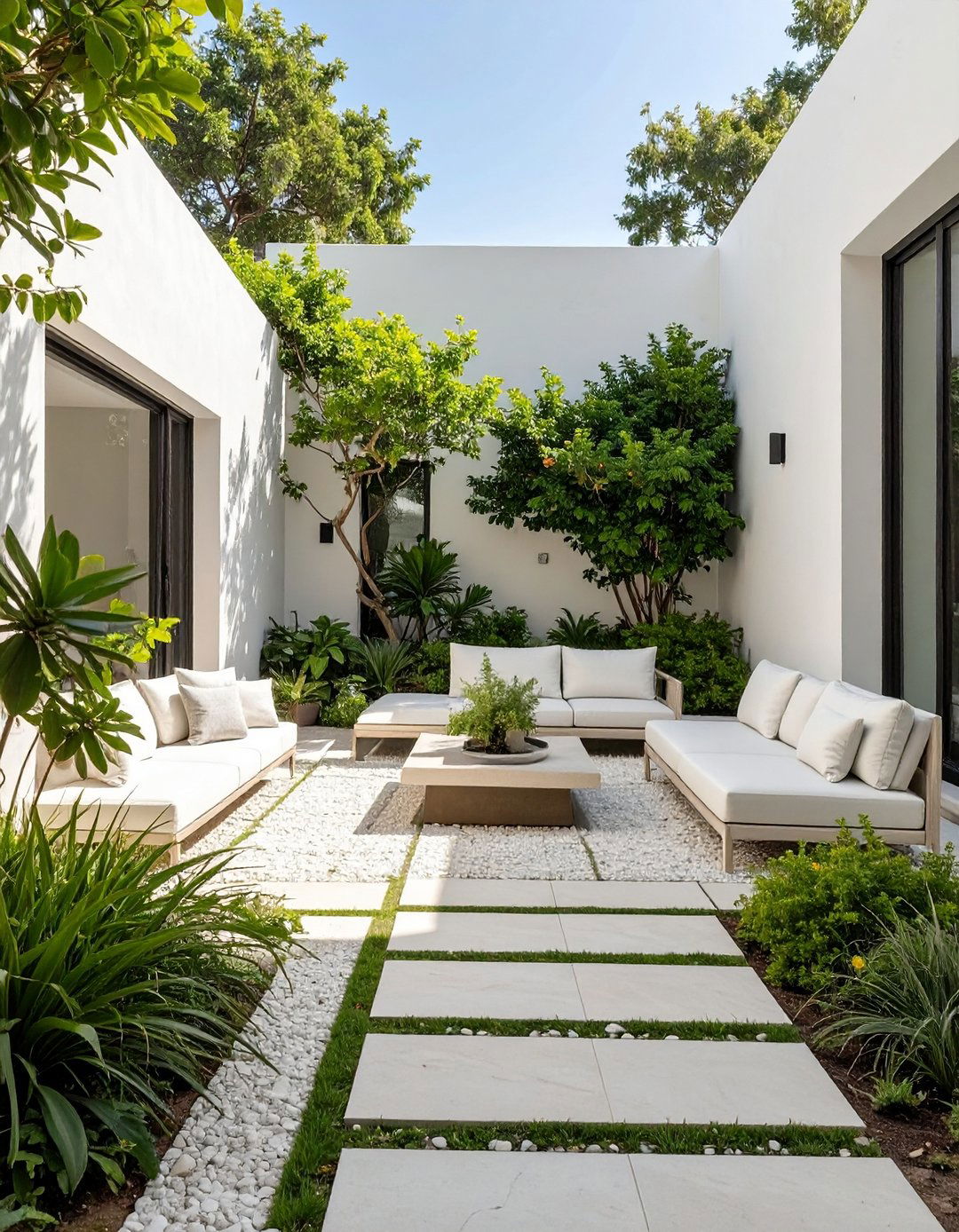The All White Minimalist Yard - 30 modern small backyard ideas