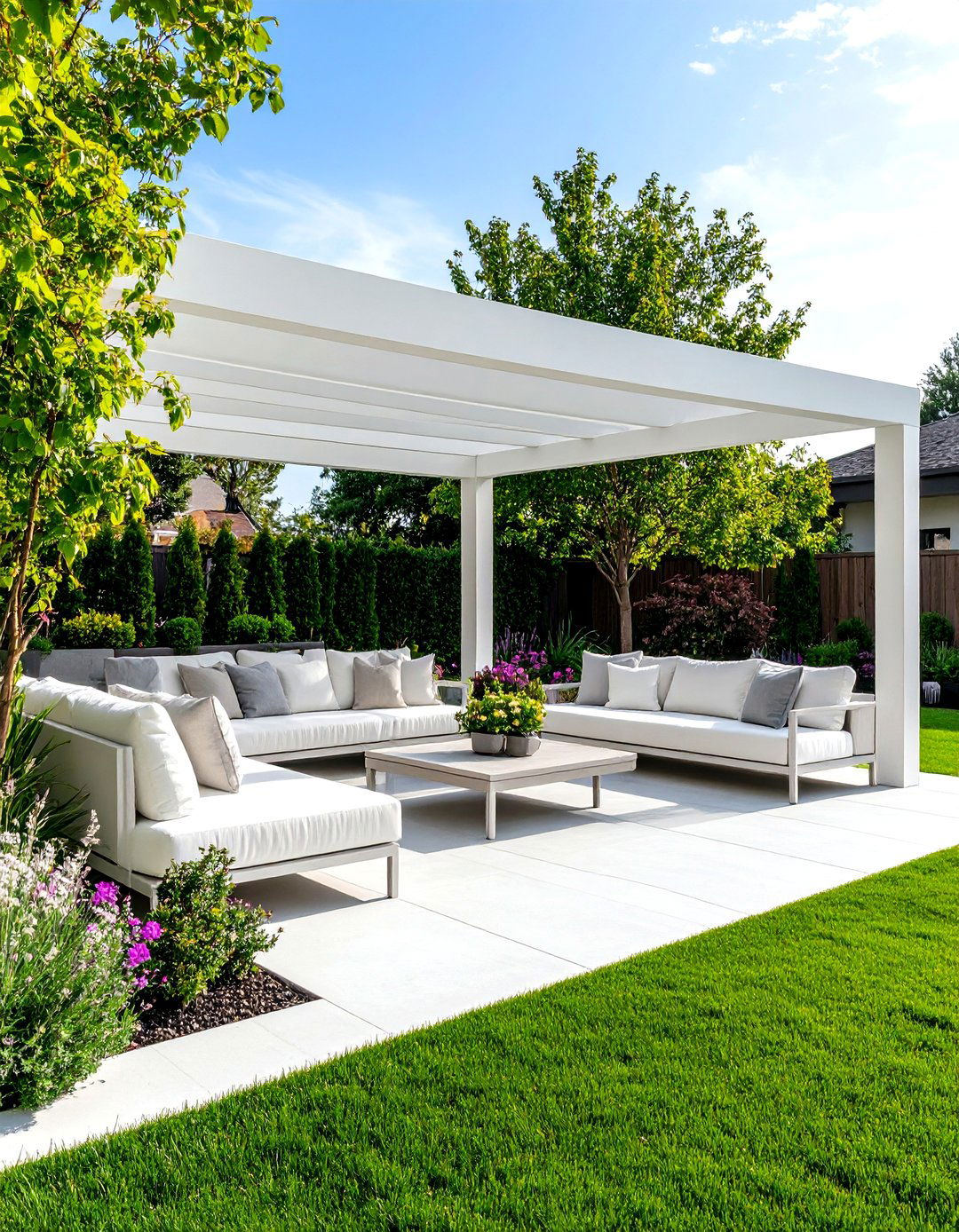 The All White Modernist Patio - 30 backyard covered patio ideas
