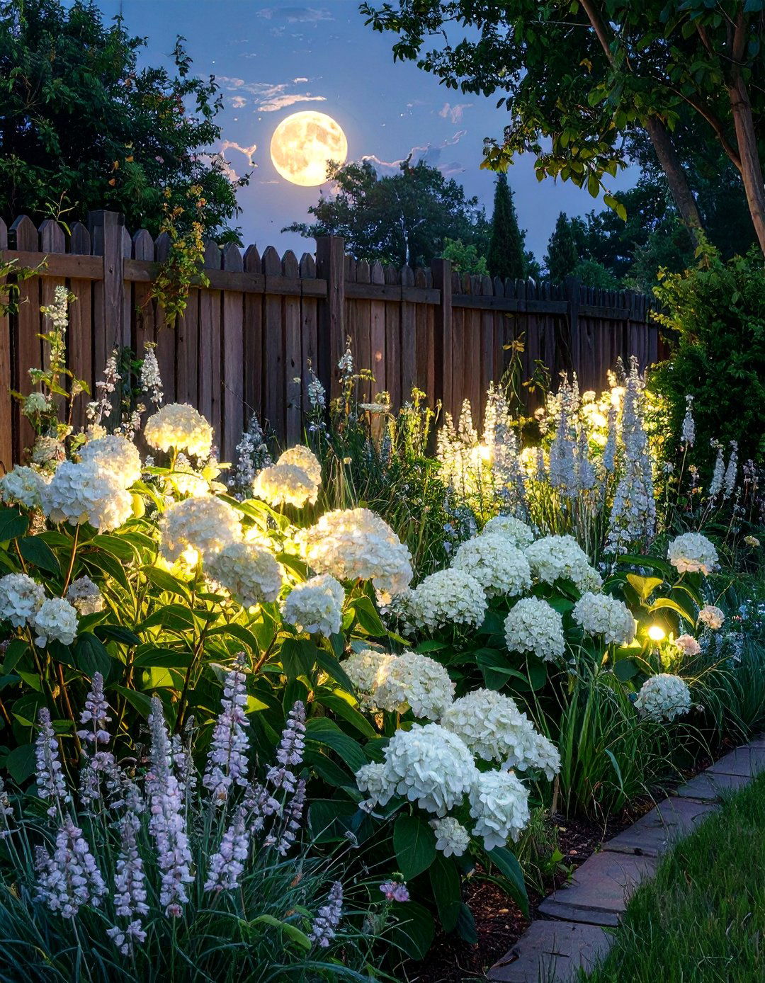 The All White Moon Garden - 30 along fence simple backyard landscaping ideas