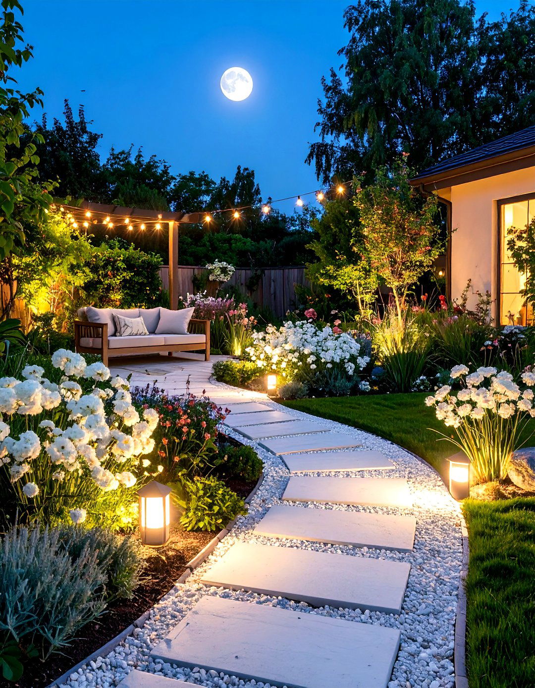 The All White Moon Garden - 30 front yard and backyard landscaping ideas