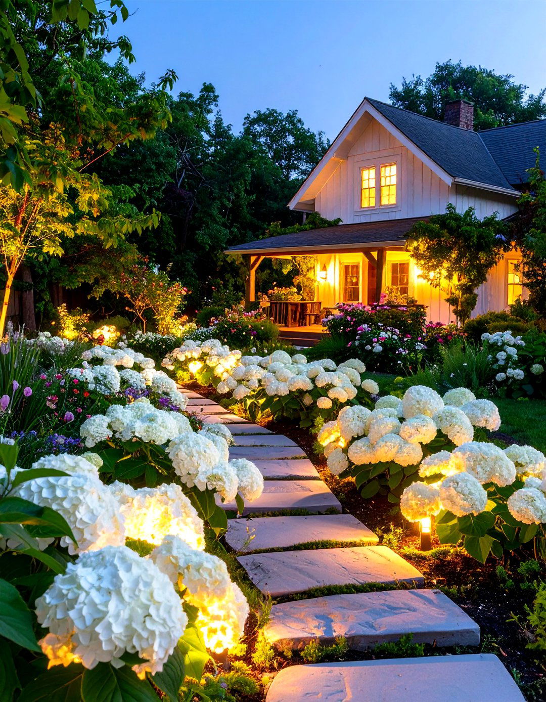 The All White Moon Garden Flower Bed - 30 front yard flower bed landscaping ideas
