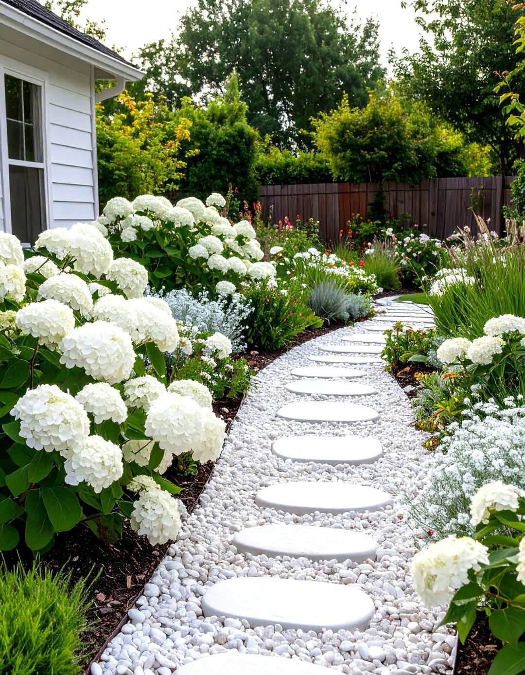 The All White Moon Garden Front Yard - 30 landscaping ideas for small front yards