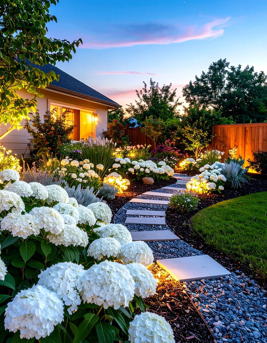 The All White Moon Garden Lawn - 30 front lawn landscaping ideas