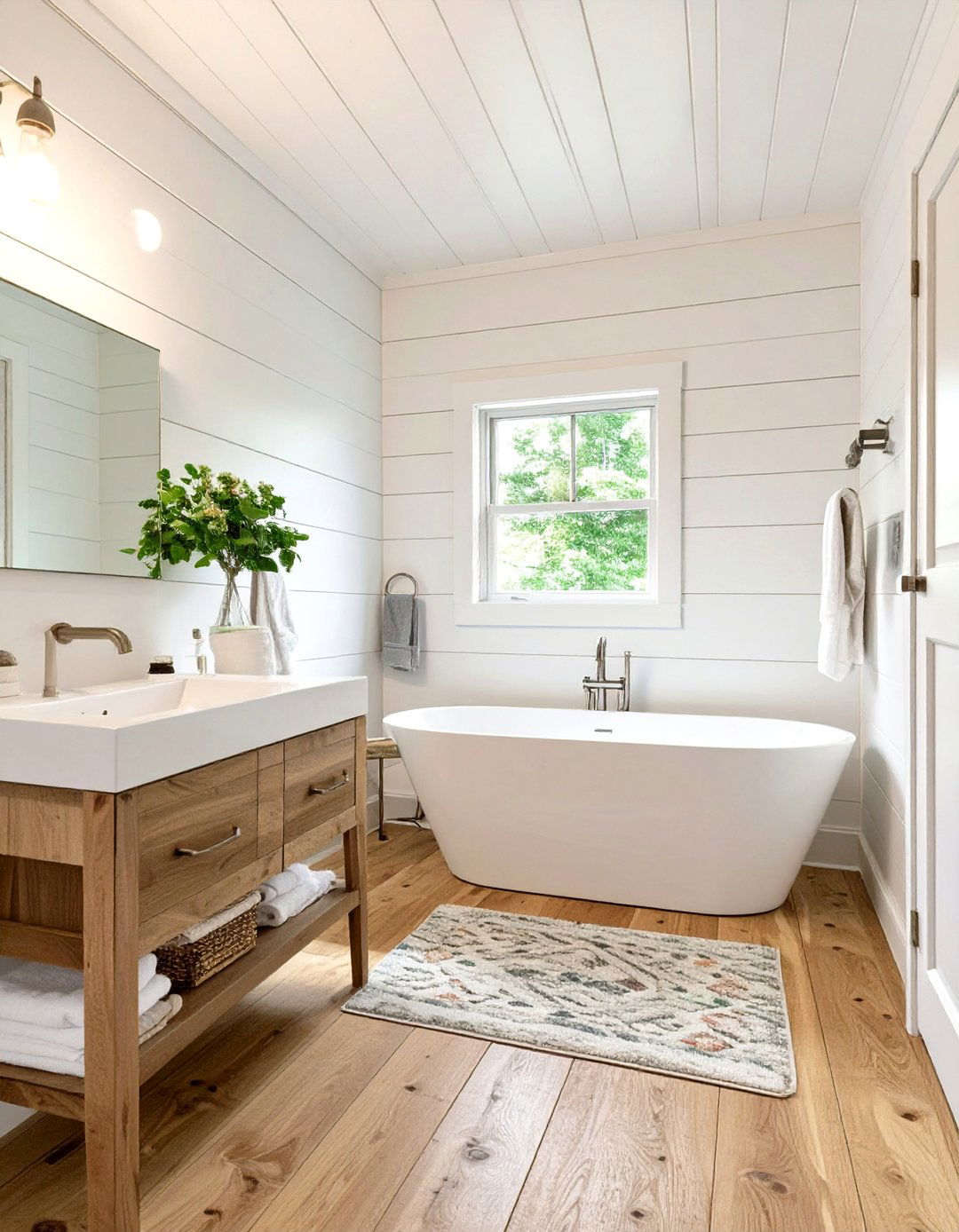 The All White Paneled Bathroom - 30 cabin bathroom ideas