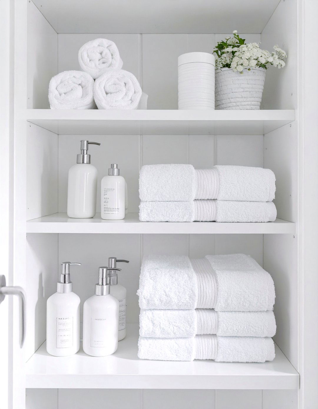 The All White Serene Sanctuary - 30 bathroom linen closet ideas