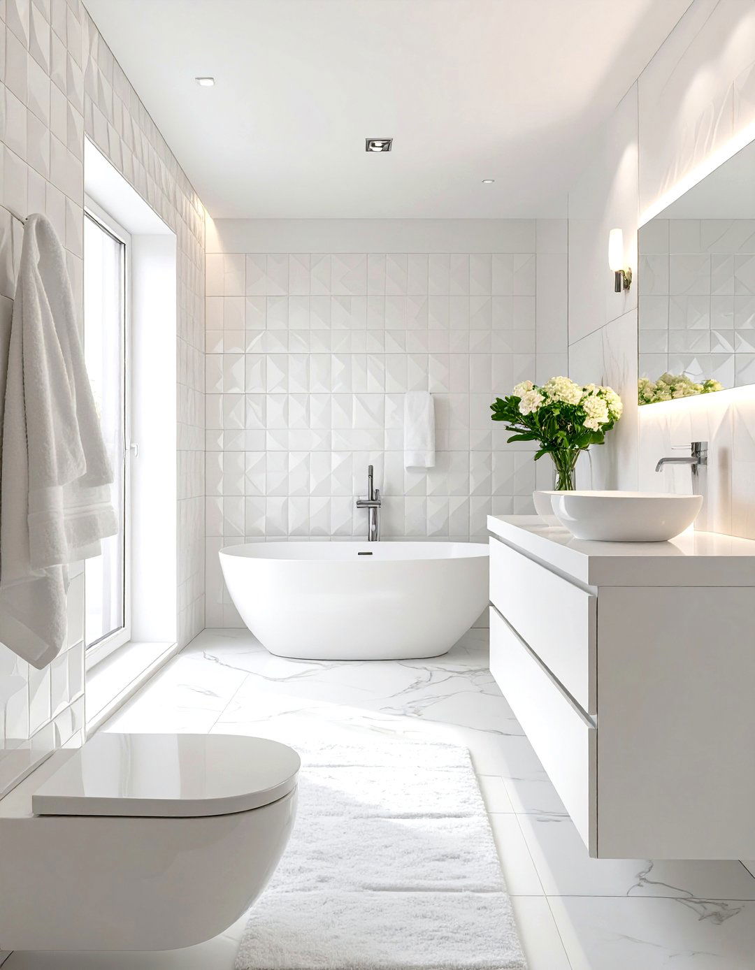 The All White Textural Bathroom - 30 masculine bathroom ideas