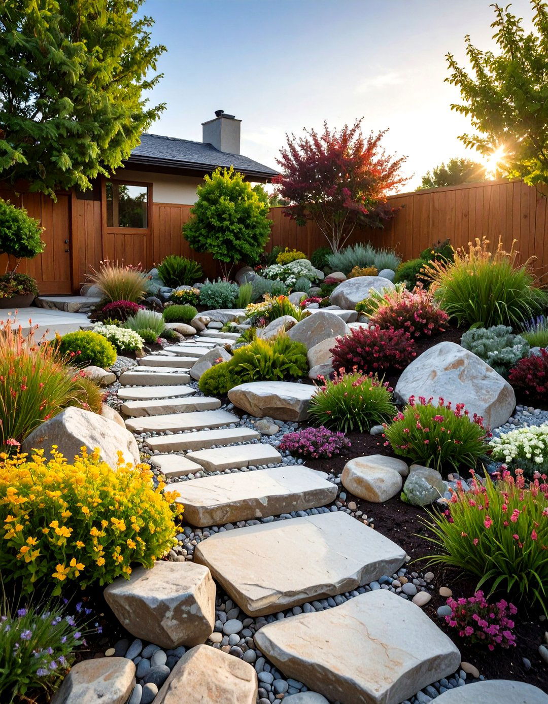 The Alpine Rock Garden - 30 front yard landscaping ideas with rocks no grass