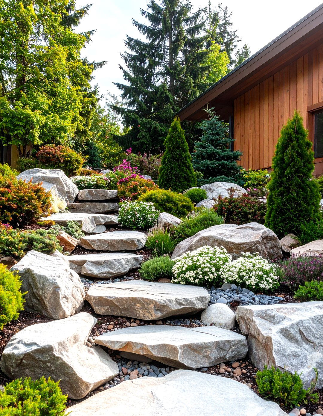 The Alpine Slope Rock Garden - 30 front yard landscaping ideas modern rock garden ideas