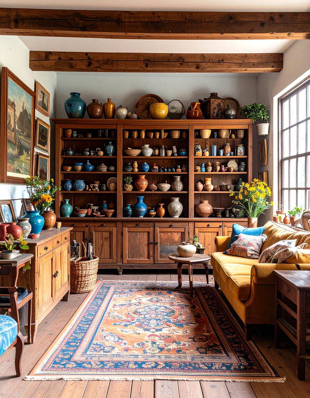 The Antique Collectors Farmhouse Living Room - 30 farmhouse country living room ideas