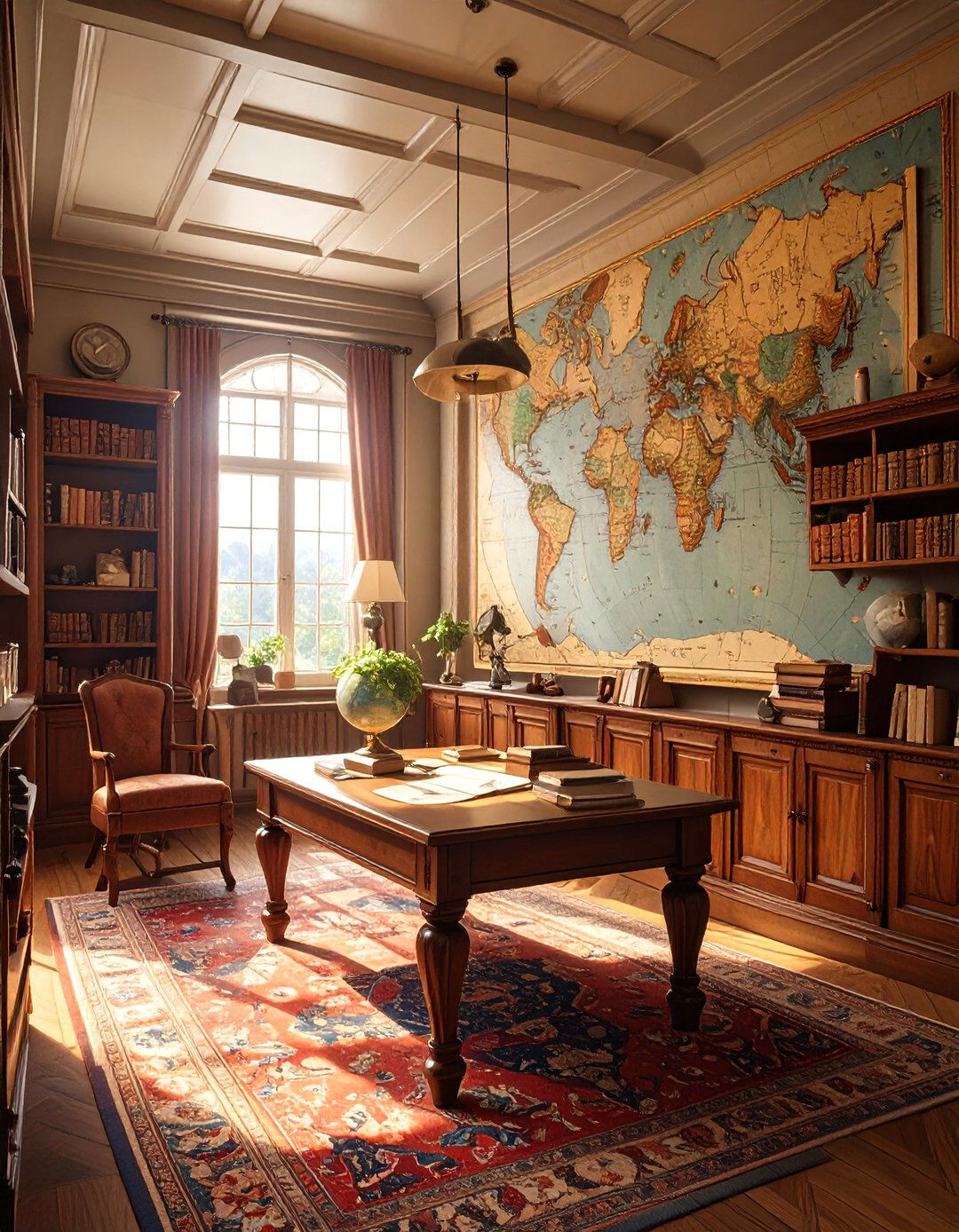 The Antique Map Room - 30 dark academia interior design ideas