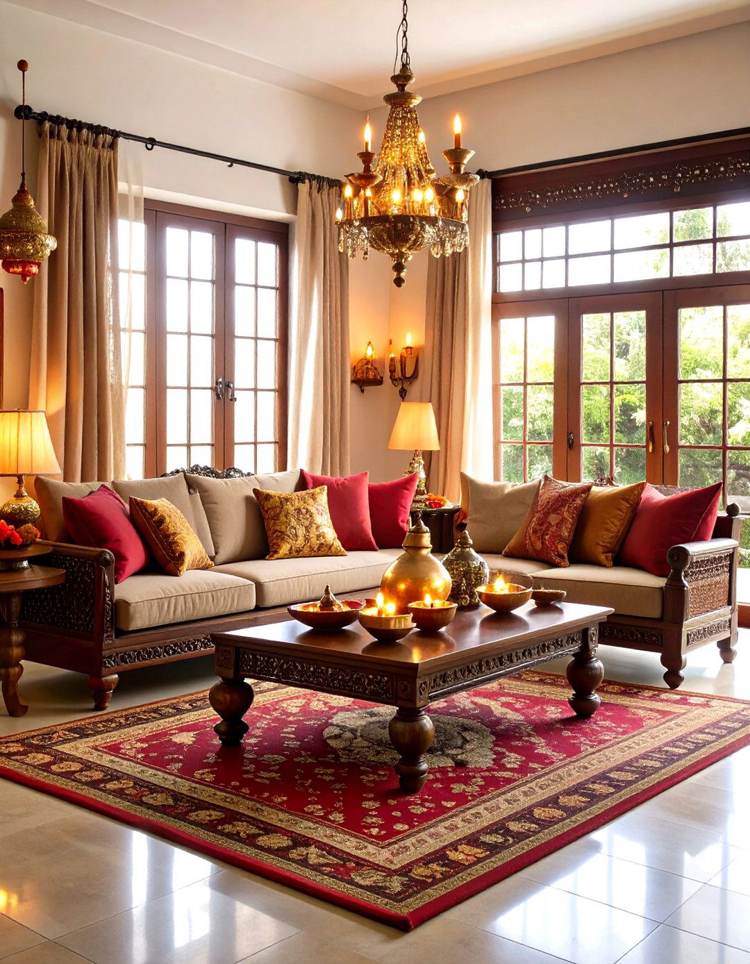 The Antique Temple Vibe - 30 diwali decoration ideas for living room