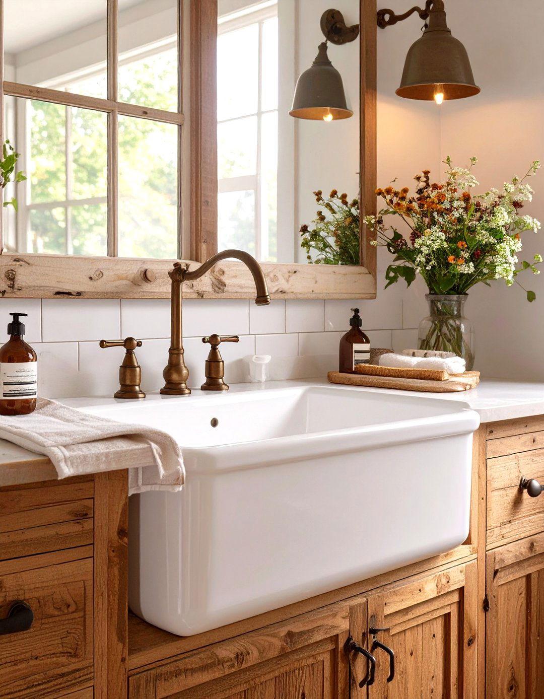The Apron Front Sink Bathroom - 30 farmhouse bathroom decor ideas