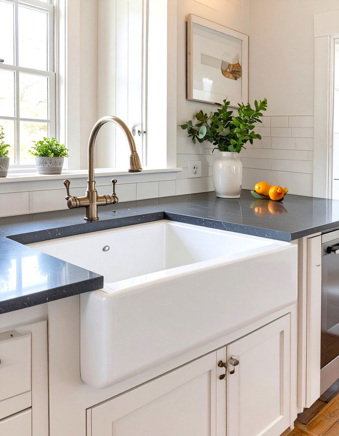 The Apron Front Sink Focus Kitchen - 30 modern farmhouse kitchen ideas