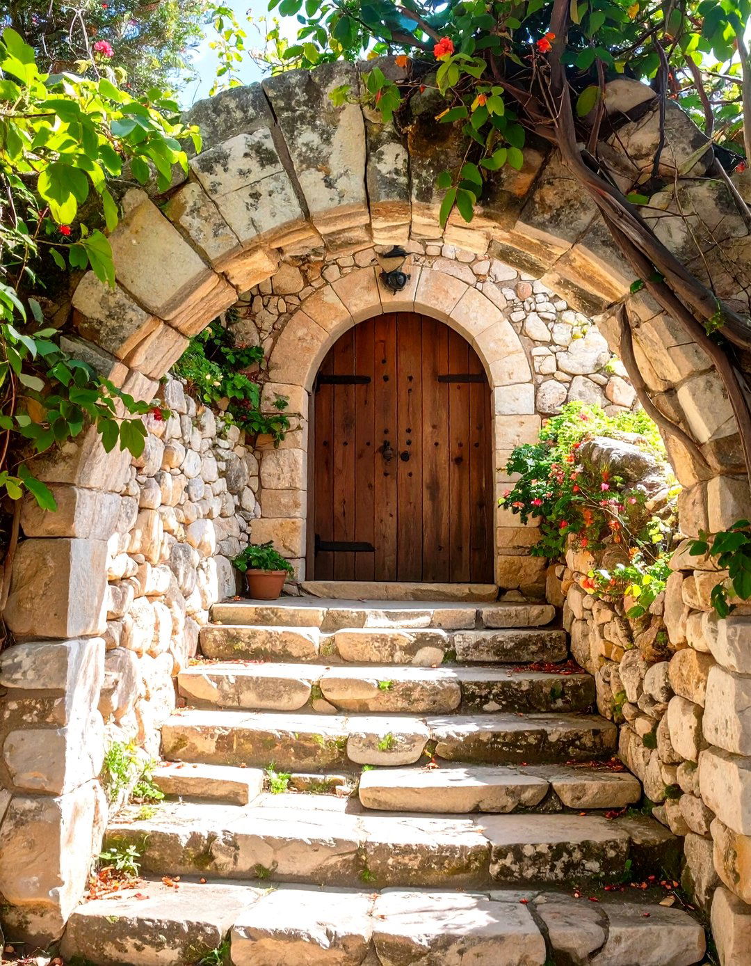 The Arched Stone Grotto Entrance - 30 exterior basement entrance ideas