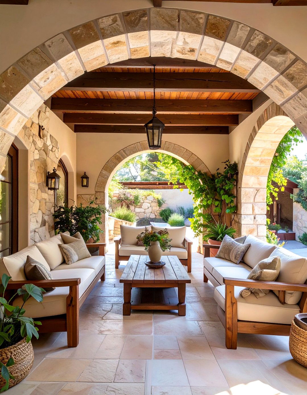 The Arched Stone Grotto - 30 attached covered patio ideas