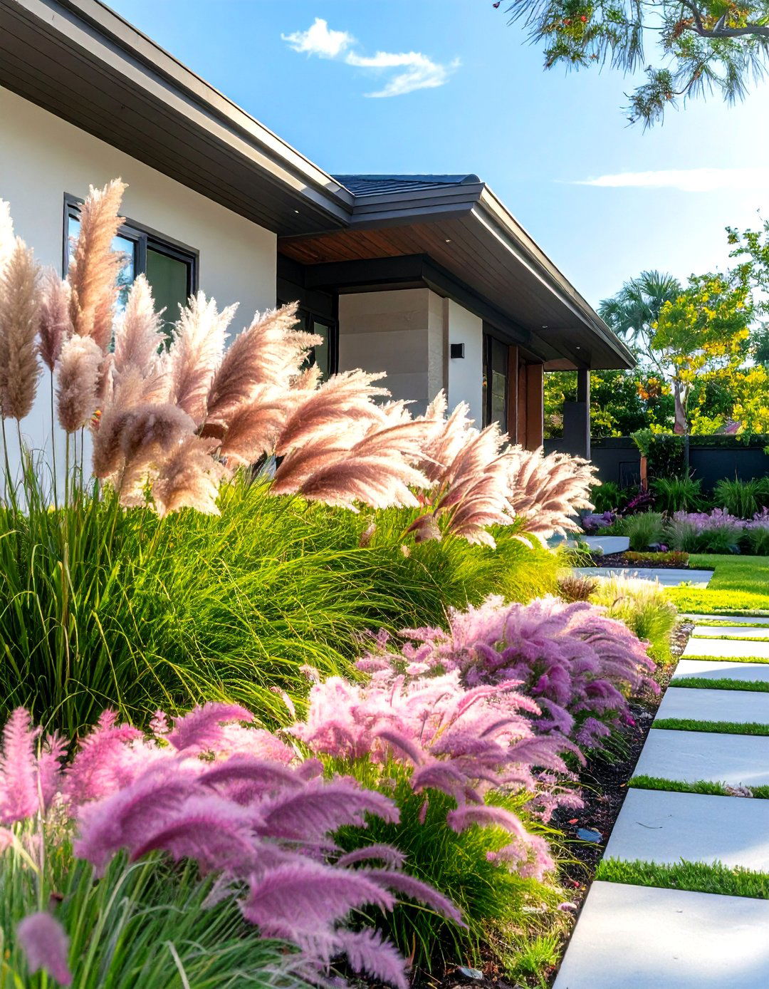 The Architectural Grasses Garden - 30 curb appeal florida front yard landscaping ideas