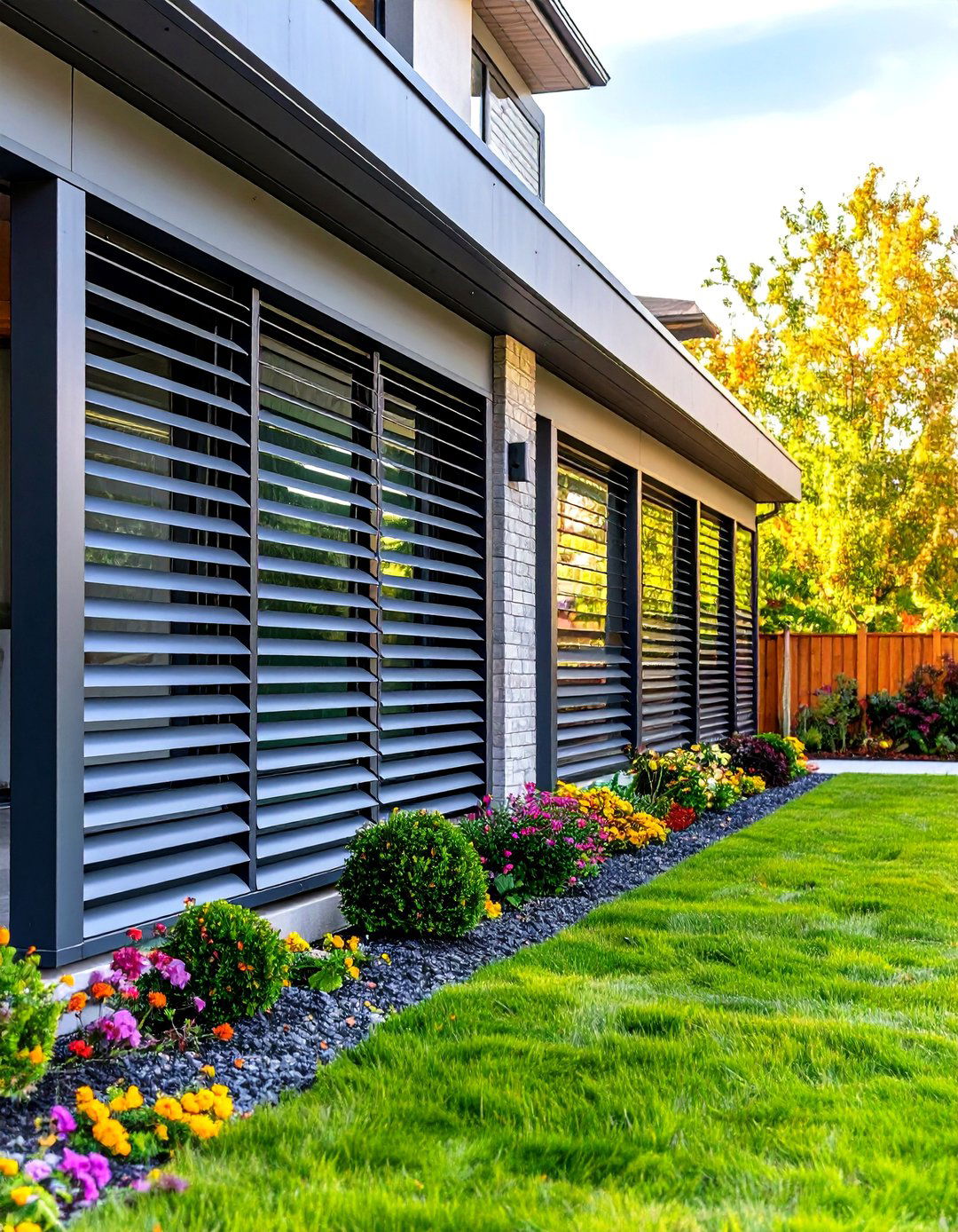 The Architectural Louvered Wall - 30 front yard privacy ideas