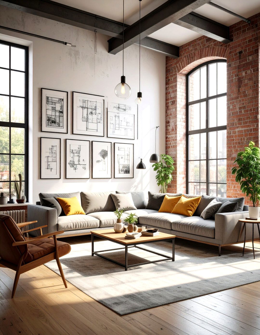 The Architectural and Structural Gallery Wall - 30 living room gallery wall ideas