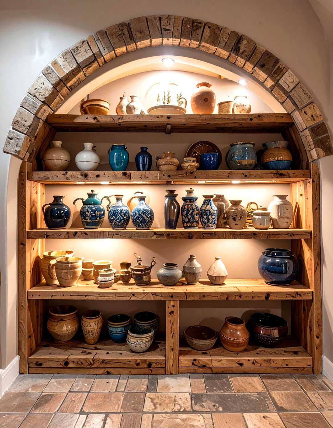 The Archway Shelving Nook - 30 basement shelving ideas
