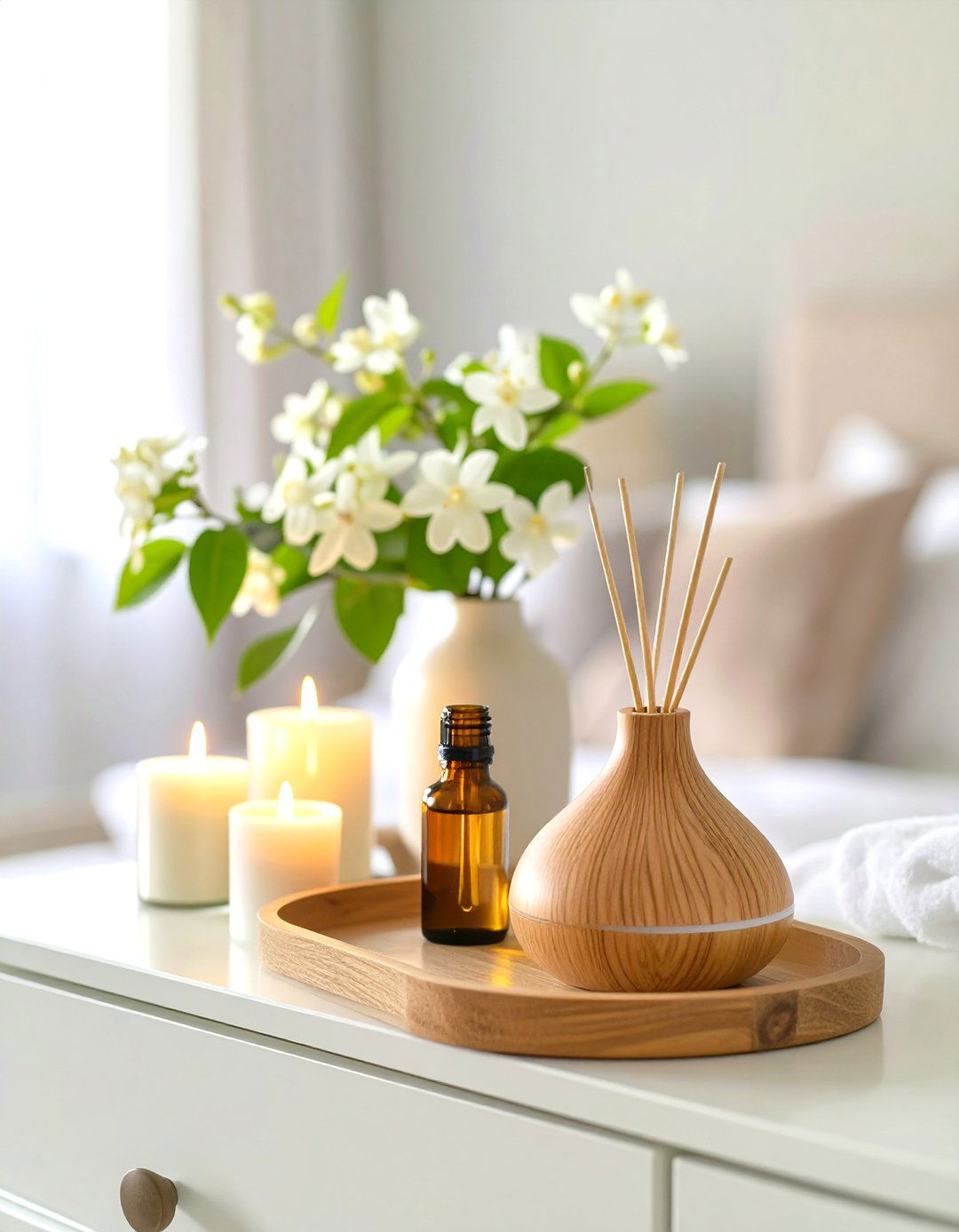 The Aromatic Sanctuary Dresser - 30 bedroom dresser top decor ideas