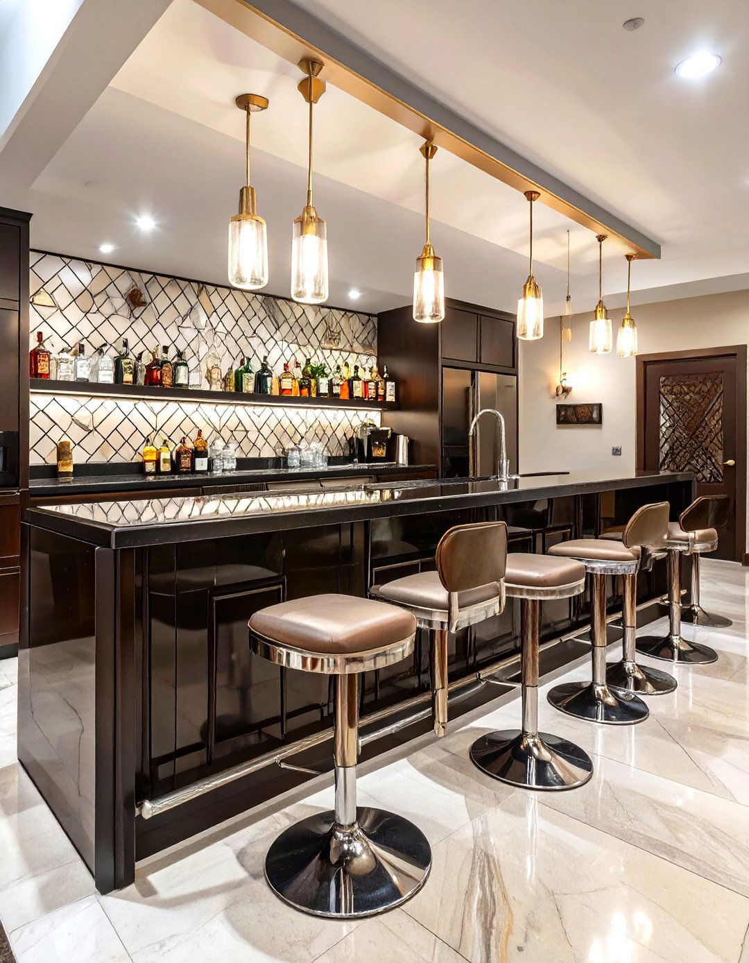 The Art Deco Basement Bar - 30 basement wet bar ideas