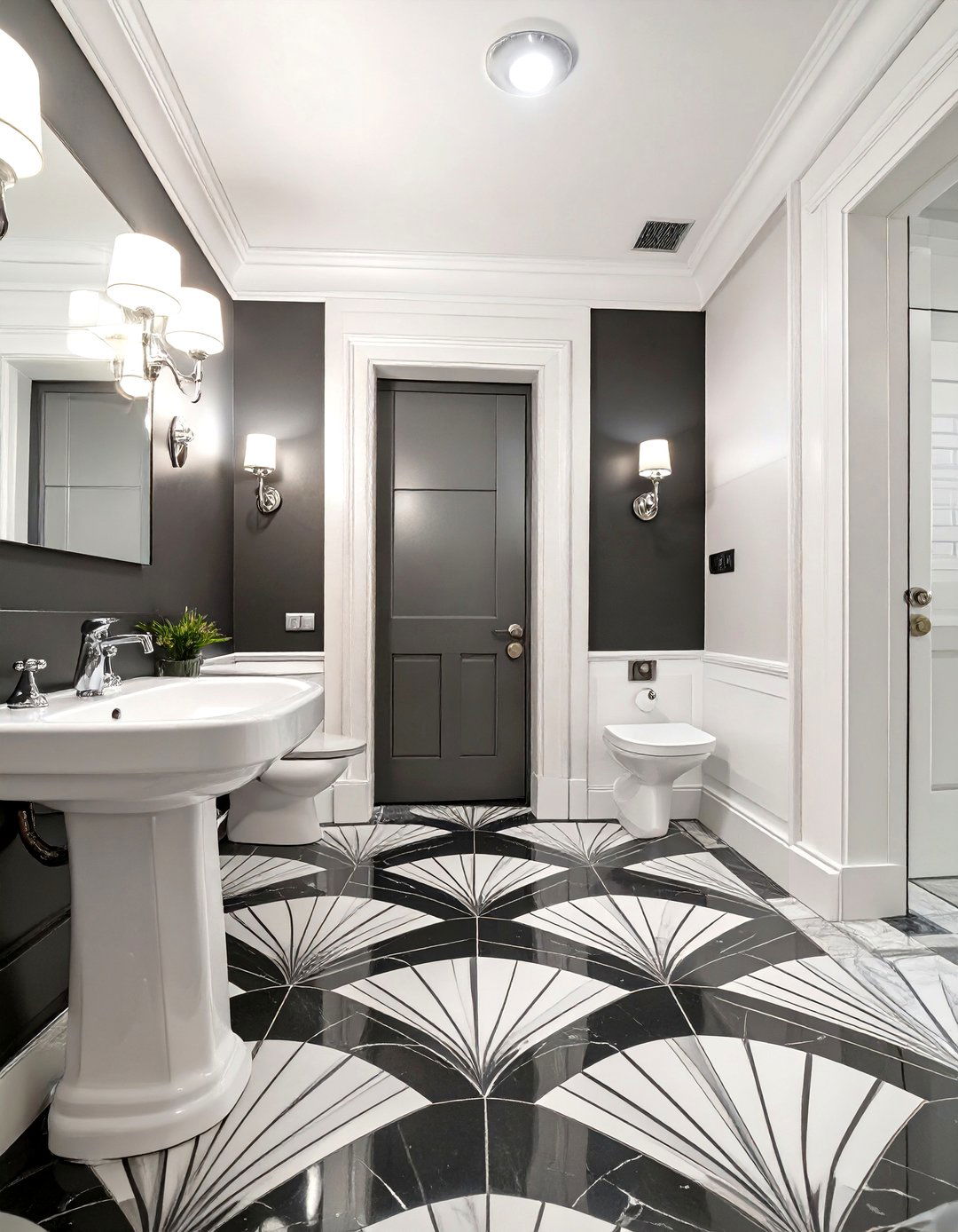 The Art Deco Bathroom with Bold Tiling - 30 modern art deco interior design ideas