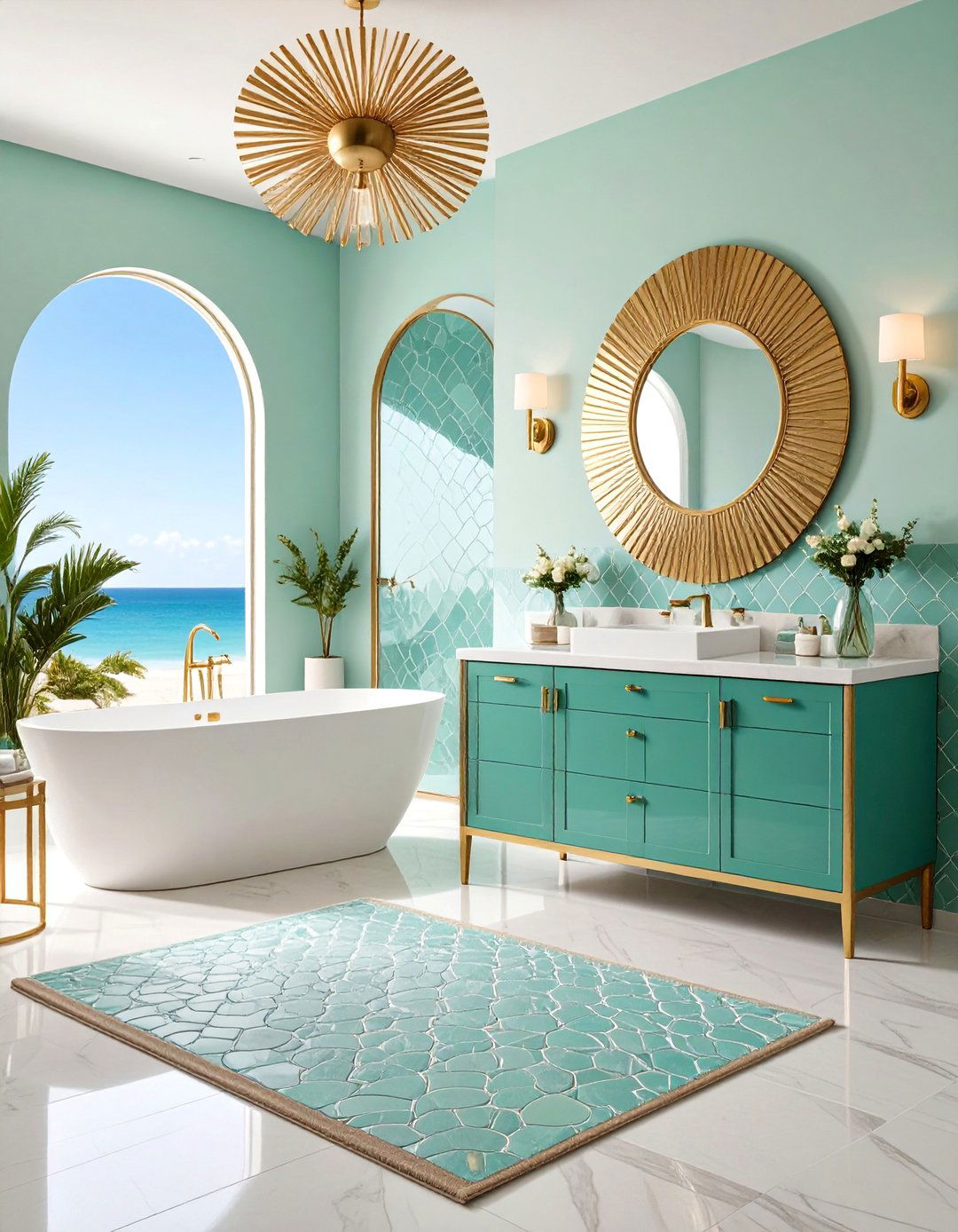 The Art Deco Beach Bathroom - 30 ai coastal bathroom ideas