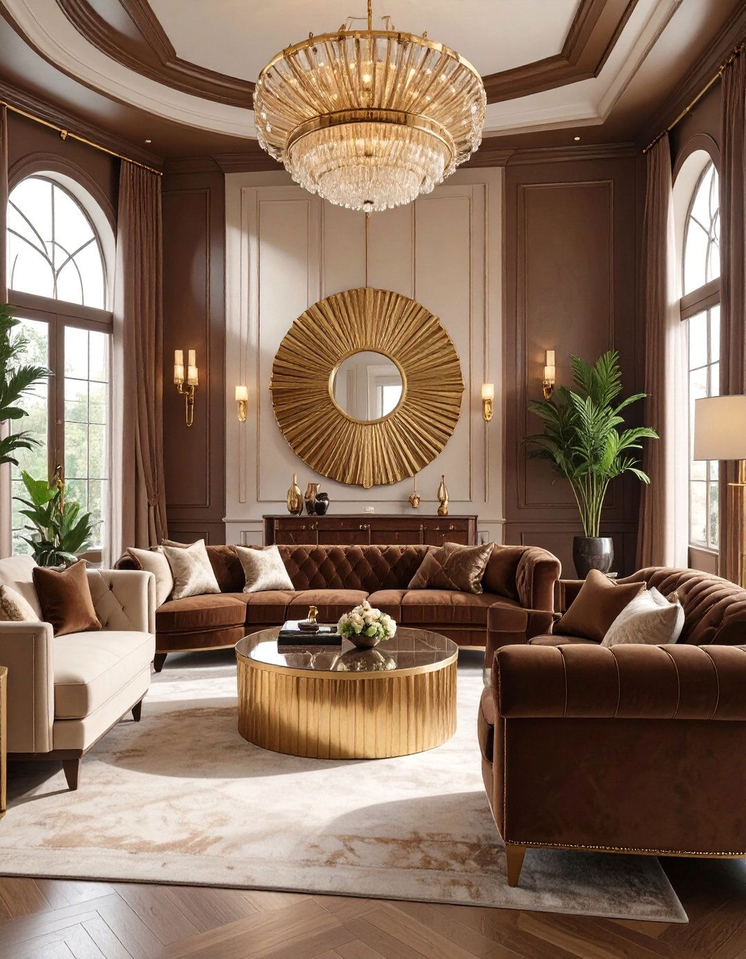 The Art Deco Brown and Cream Living Room - 30 brown living room ideas