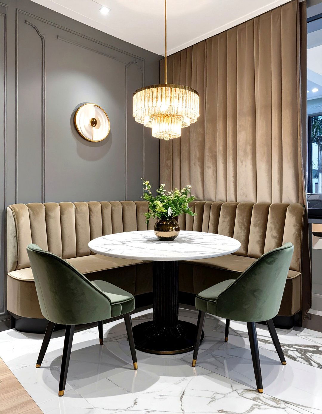 The Art Deco Dining Nook with a Fluted Banquette - 30 modern art deco interior design ideas