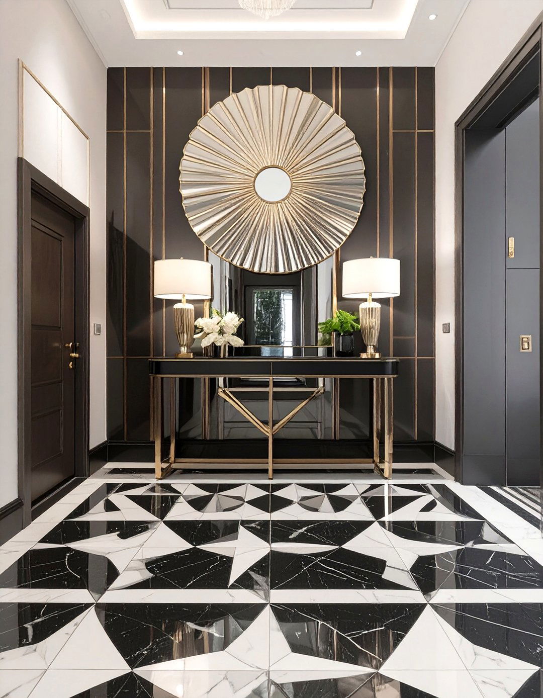 The Art Deco Entryway with Geometric Flooring - 30 modern art deco interior design ideas