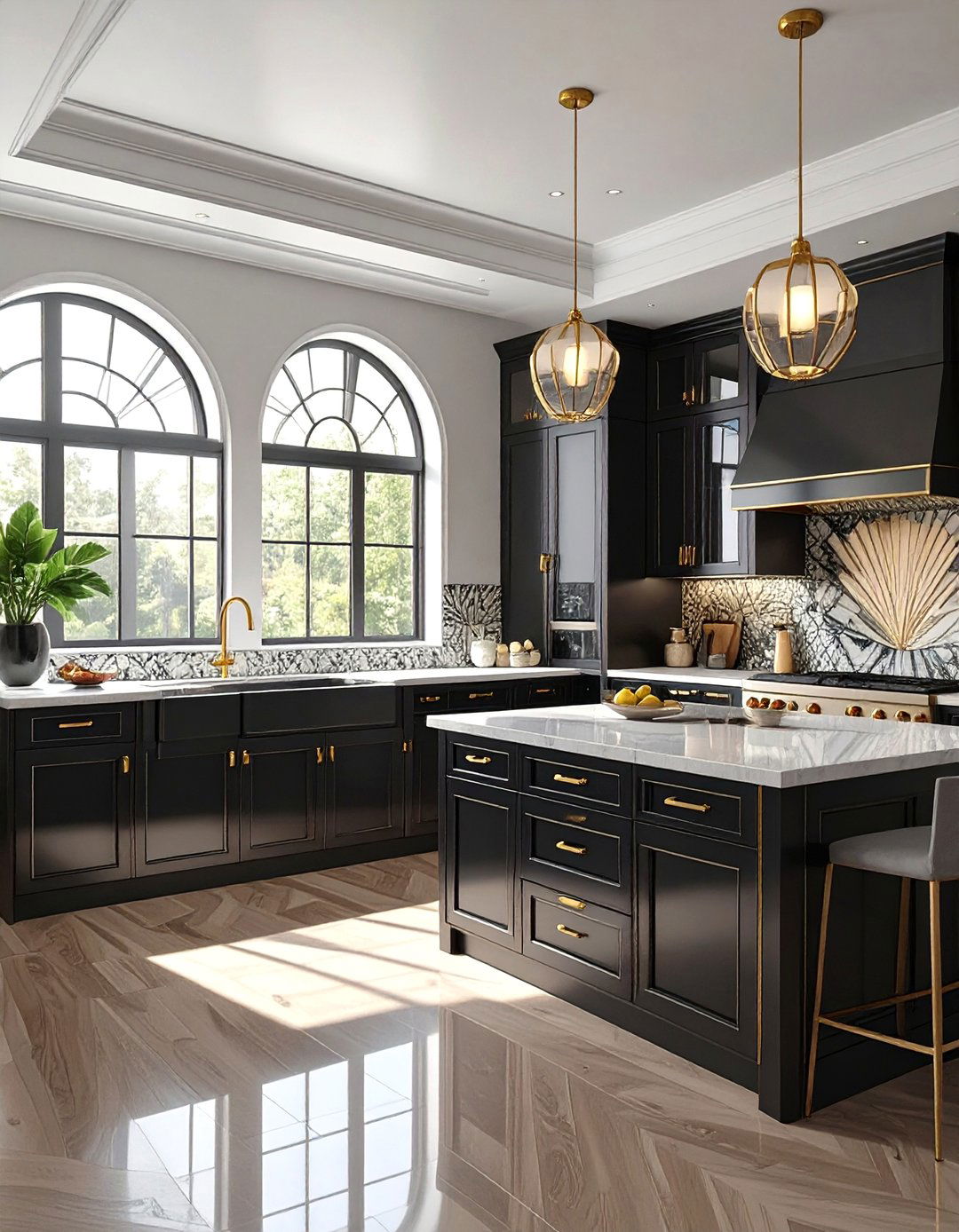 The Art Deco Glamour Kitchen - 30 black and white kitchen ideas