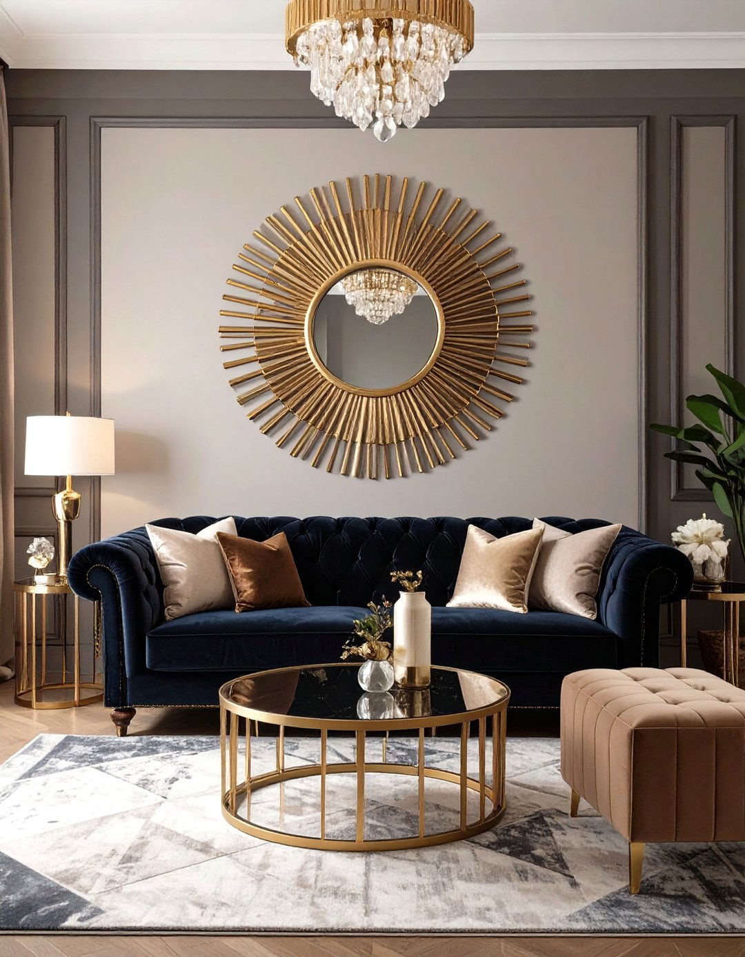 The Art Deco Glamour Living Room - 30 cute cozy apartment living room decorating ideas