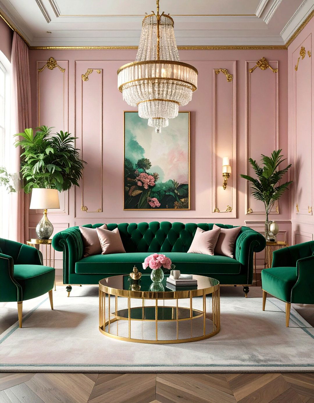 The Art Deco Glamour Living Room - 30 dark green sofa living room ideas