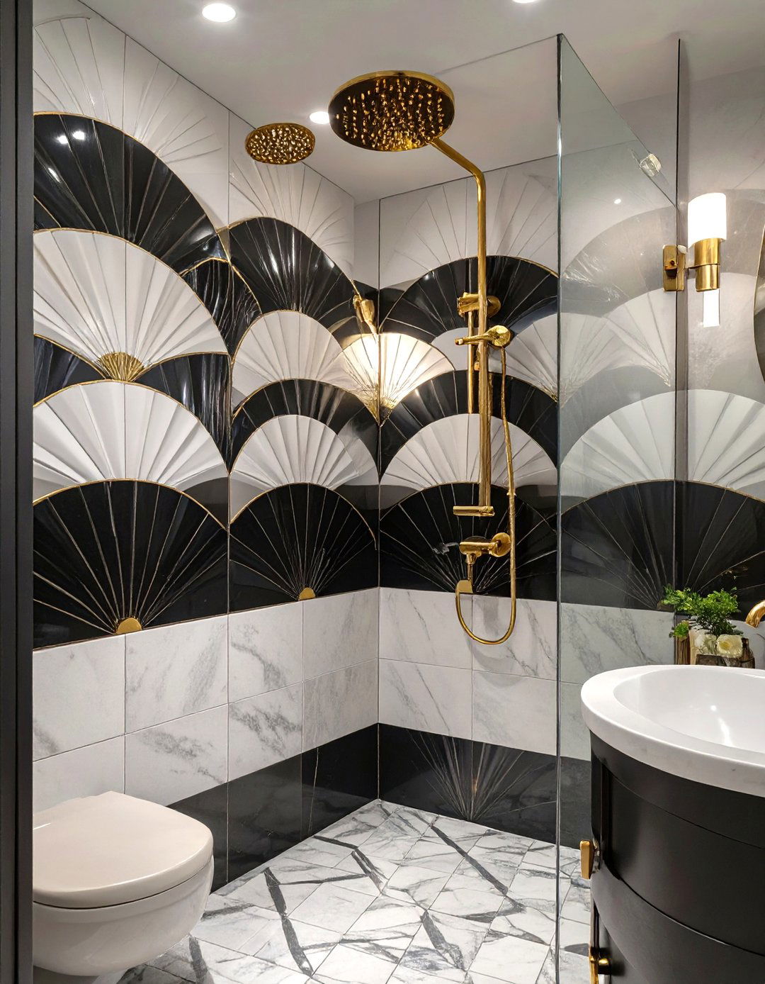 The Art Deco Glamour Shower - 30 master shower ideas