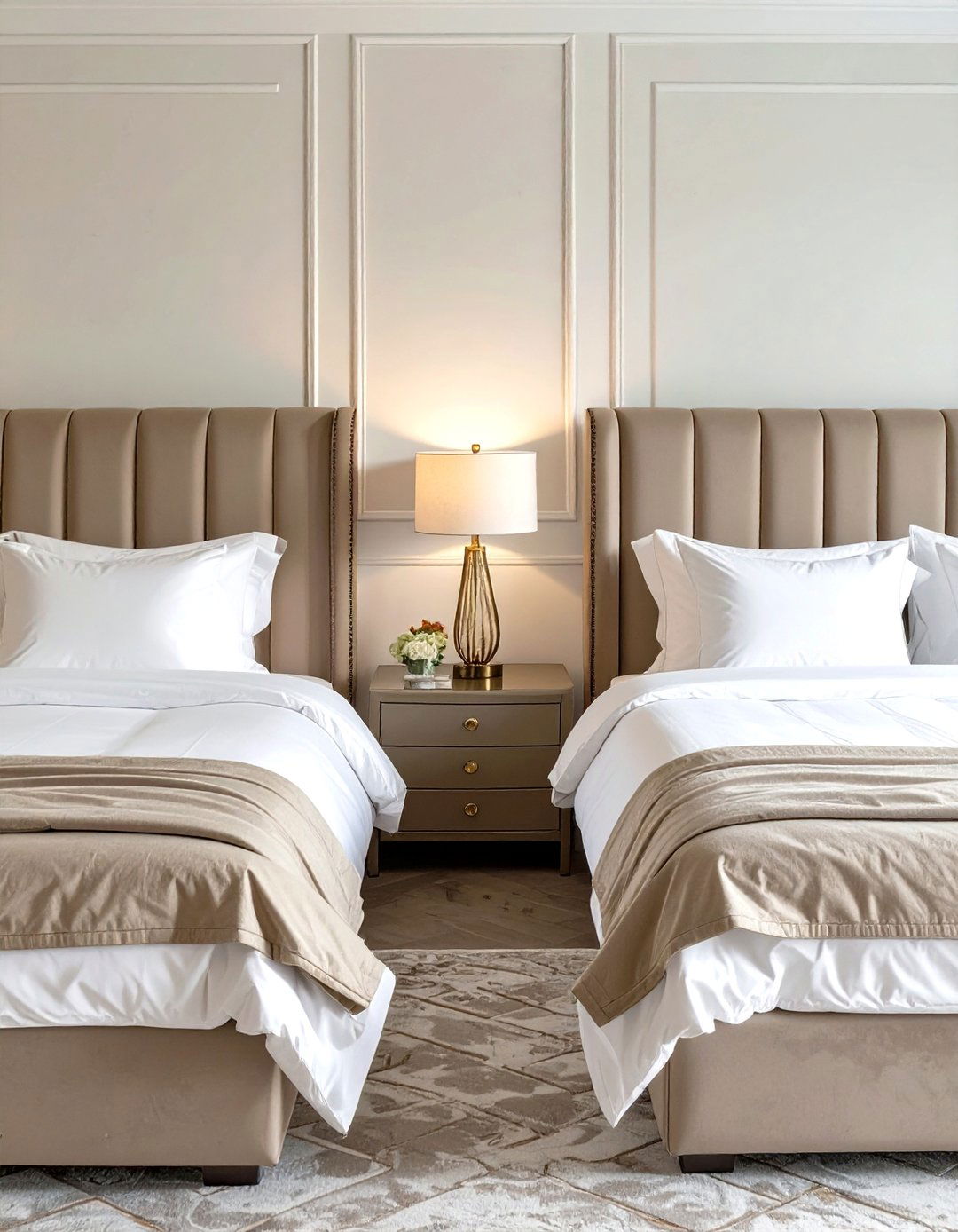 The Art Deco Guest Bedroom with Twin Headboards - 30 modern art deco interior design ideas