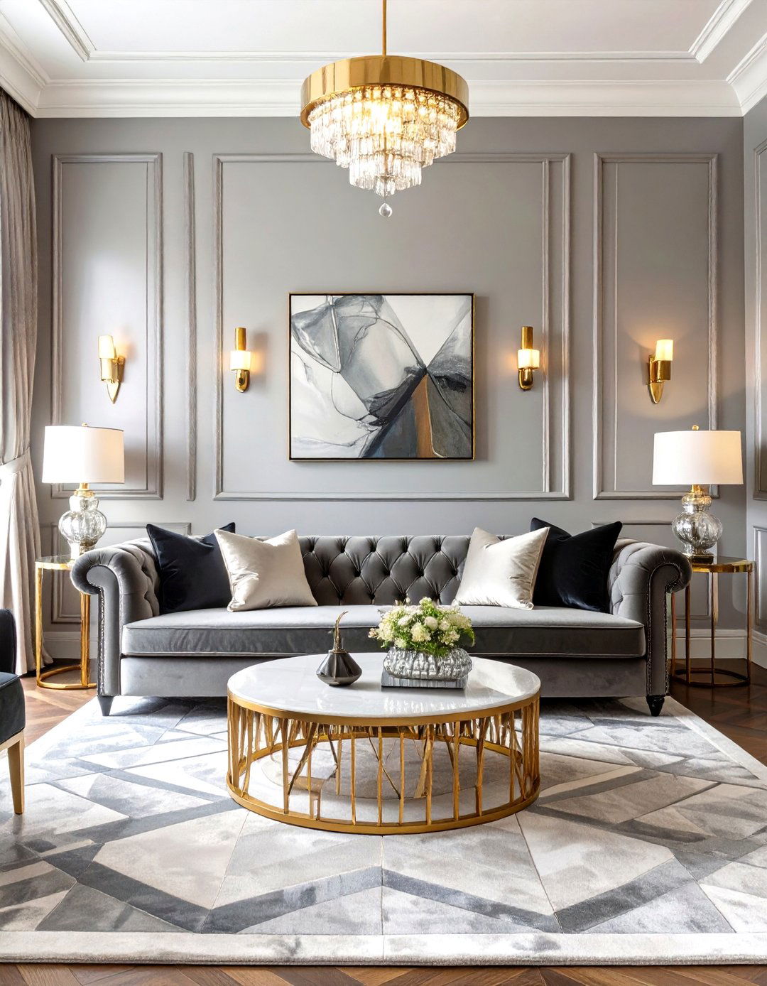 The Art Deco Inspired Grey Living Room - 30 cosy grey living room ideas