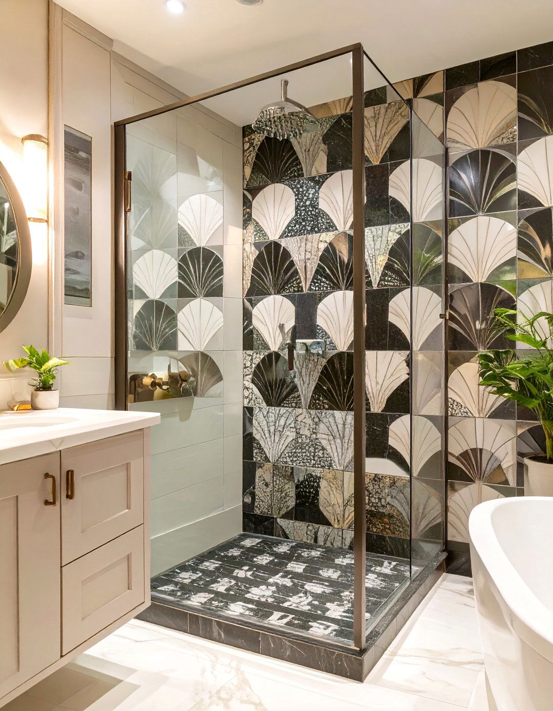The Art Deco Inspired Shower Design - 30 bathroom shower remodel ideas