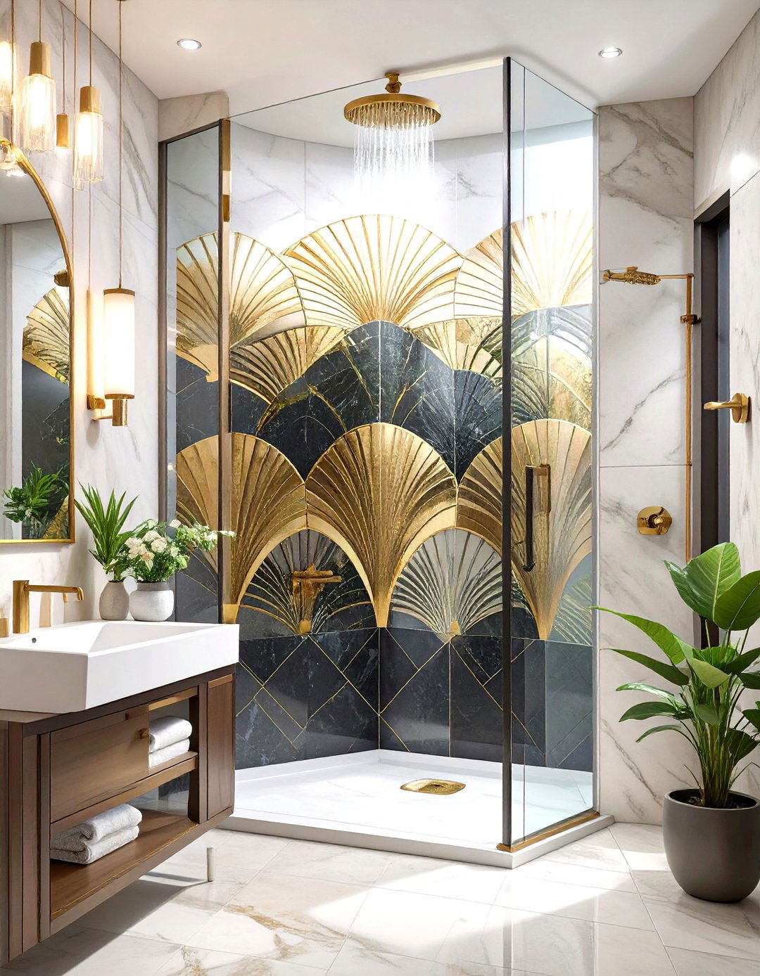The Art Deco Inspired Shower - 30 modern shower ideas