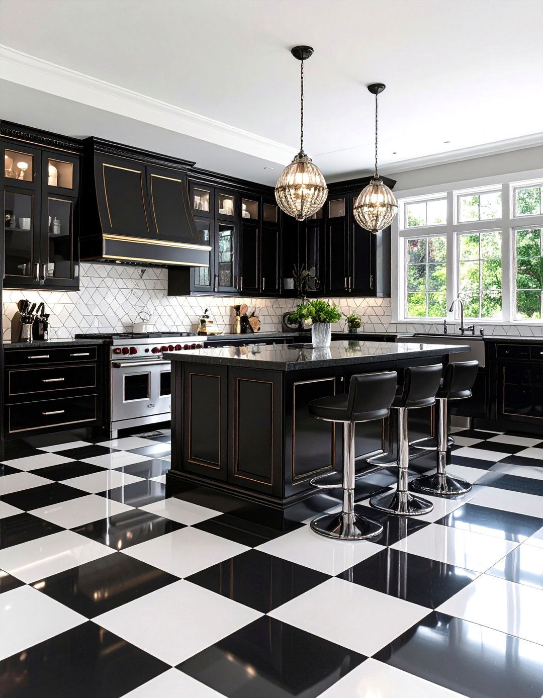 The Art Deco Kitchen with Black and White Tiles - 30 kitchen tile ideas