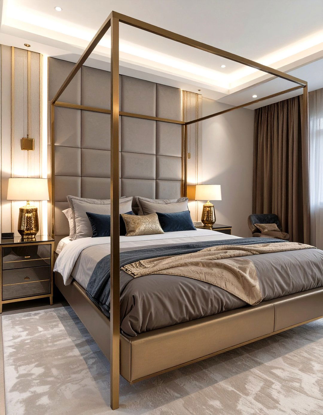 The Art Deco Master Suite with a Canopy Bed - 30 modern art deco interior design ideas