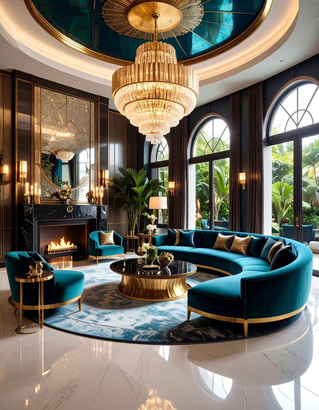 The Art Deco Mirrored Fireplace - 30 living room with fireplace ideas