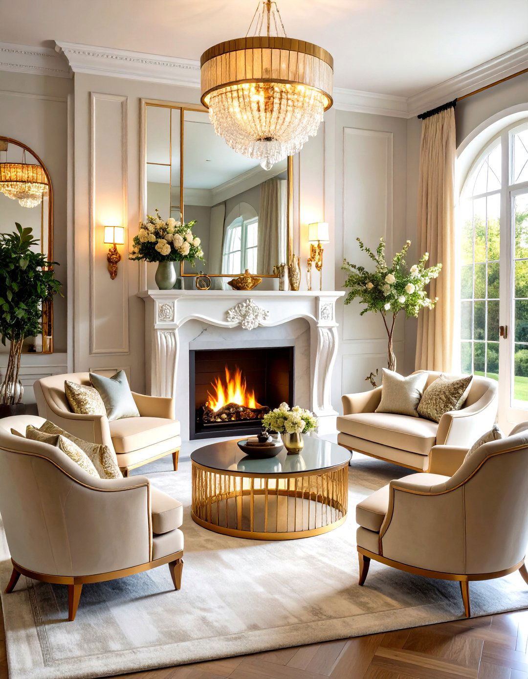 The Art Deco Mirrored Fireplace - 30 living room modern fireplace ideas