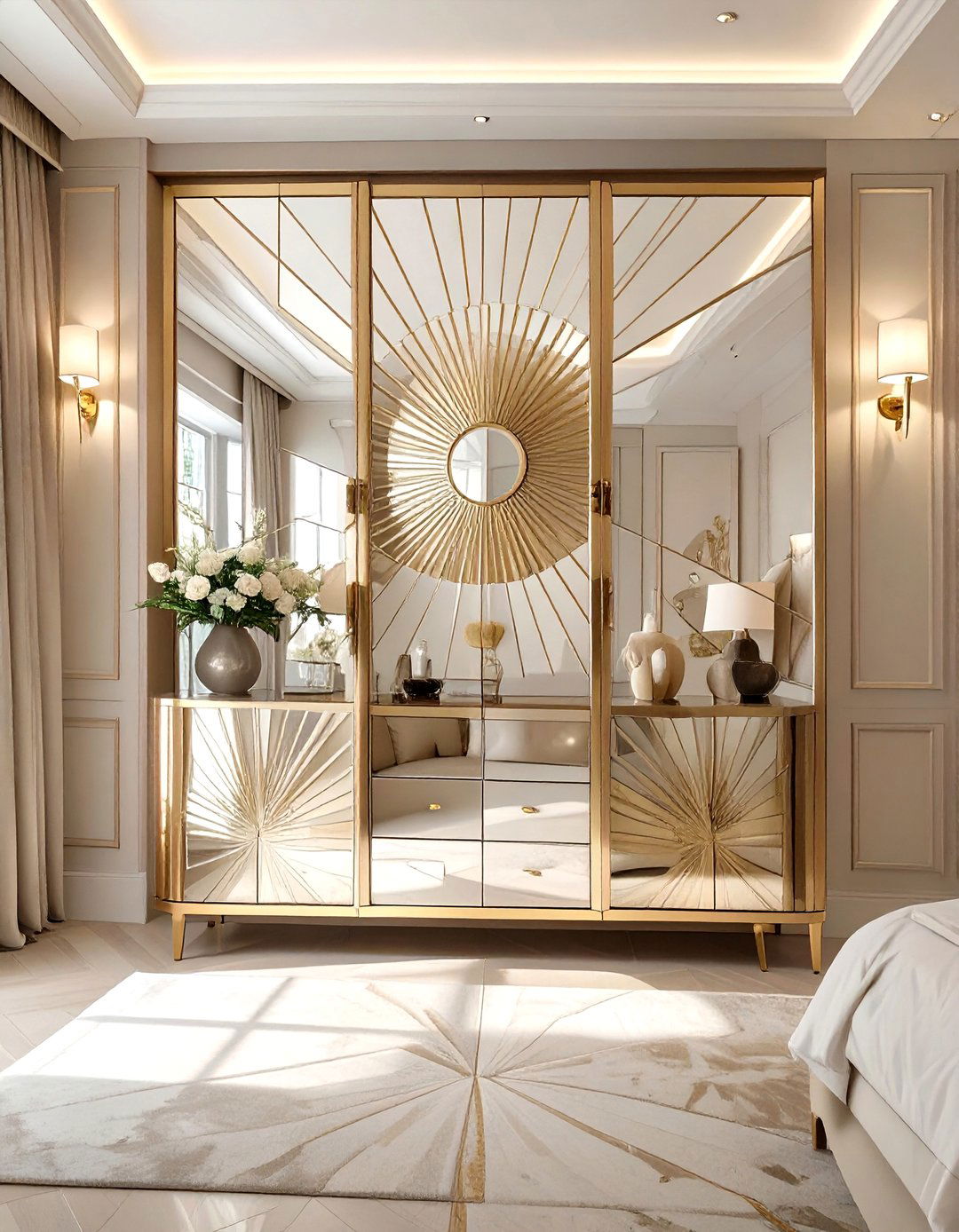 The Art Deco Mirrored and Metallic Wardrobe - 30 bedroom wardrobe design ideas