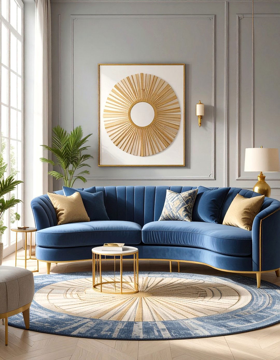 The Art Deco Navy and Steel Grey Living Room - 30 blue and grey living room ideas