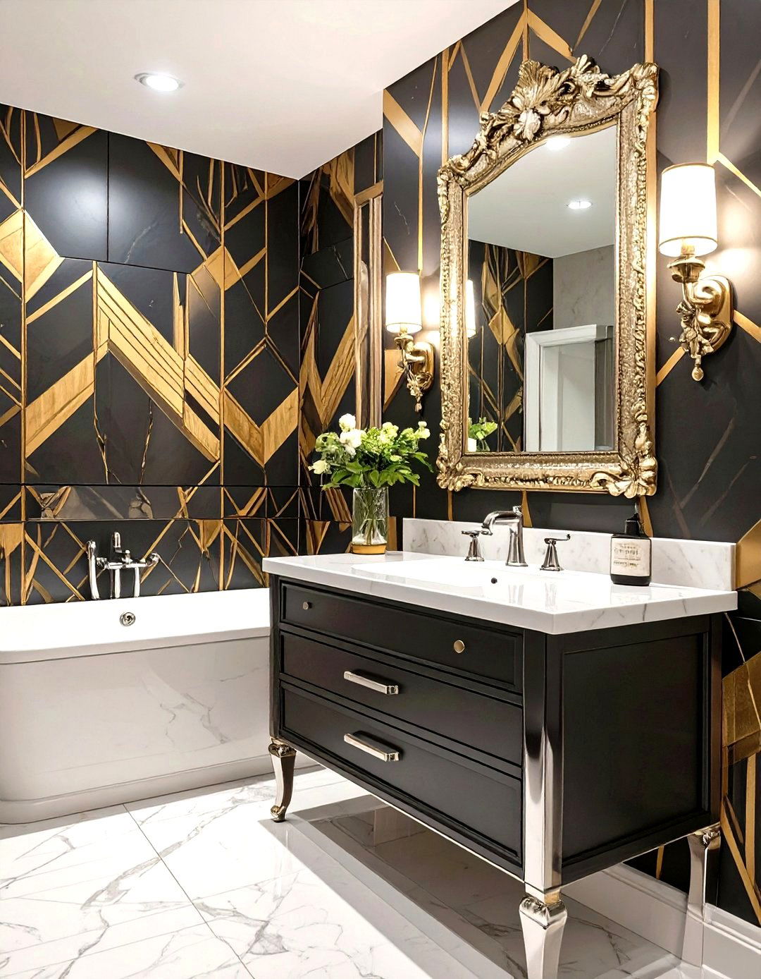 The Art Deco Powder Room - 30 kitchen and bath design ideas