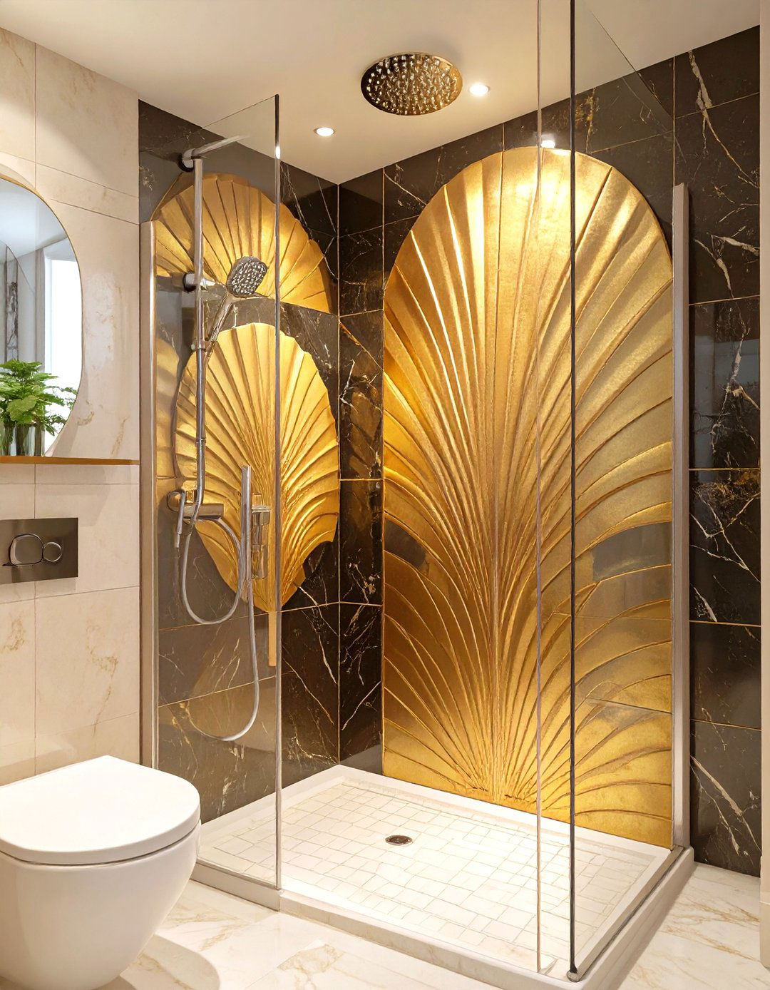 The Art Deco Walk in Shower - 30 master bathroom walk in shower ideas