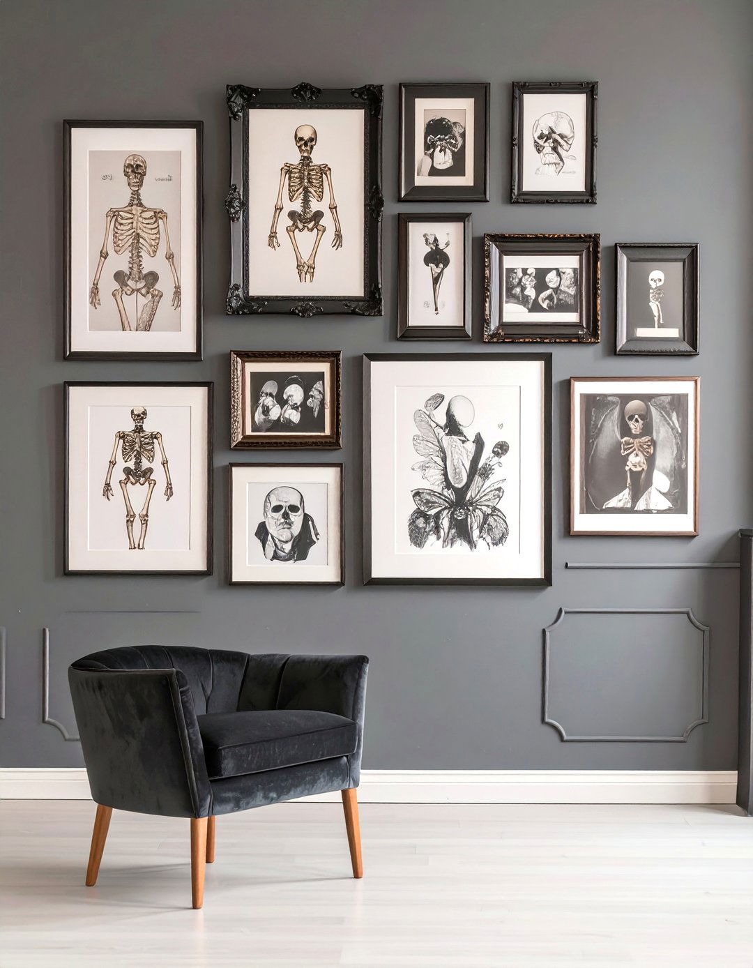 The Art Focused Gothic Gallery Wall - 30 modern gothic interior design ideas